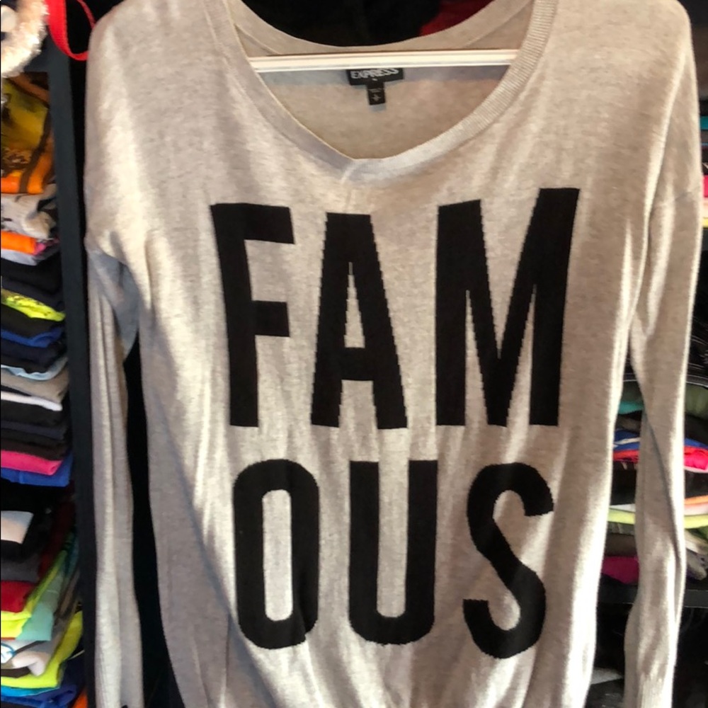 Grey “Famous” Sweater